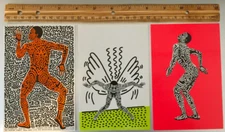 KEITH HARING "INTO '84" Show-1983 SET OF 3 VINTAGE INVITATIONS-MINT-UNSENT-RARE!