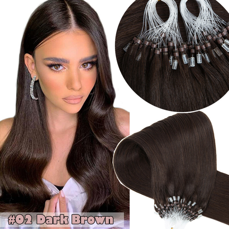 200S Thick Micro Loop Ring Tip Real Human Hair Extensions Micro Beads ...