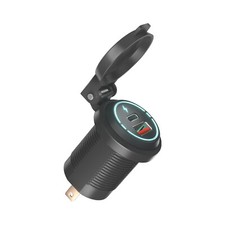 Dual Usb Type-c Quick Charger Car Cigarette Lighter Socket Adapter Power Outlet