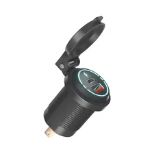 Dual USB Type-C Quick Charger Car Cigarette Lighter Socket Adapter Power Outlet