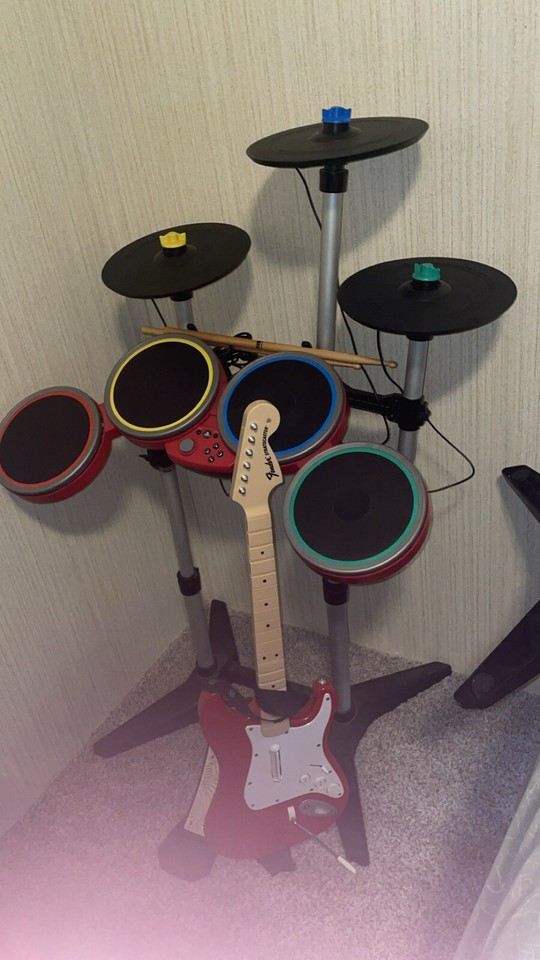 Rock Band 4 PS4 Target Red Kit Bundle Guitar Drums Game Pro Cymbals