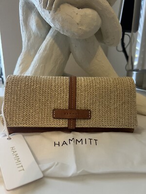HAMMITT Benjamin Wallet Slim Saddle Raffia/Bronze NWT 195