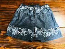 Sand N Sun Shorts, Mens Large, Black Gray, Hawaiian, Floral, Swim, Trunks, Lined