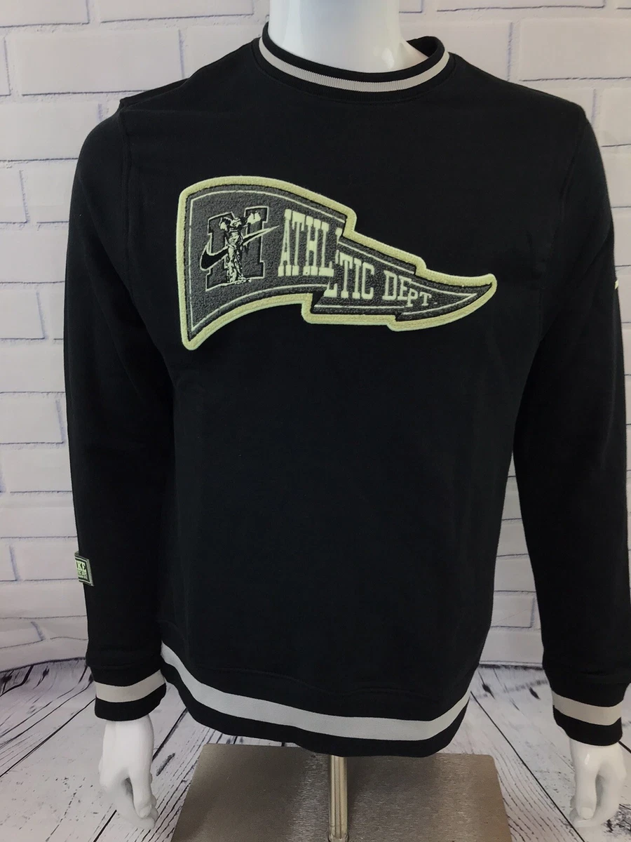 Nike Patchwork Crewneck Sweatshirt Men s Sz S Black Green Pullover DC2738 010