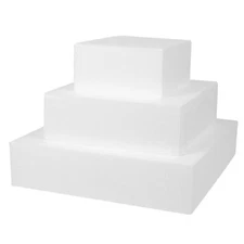 3 Tier Square Foam Cake Dummies for Wedding Display