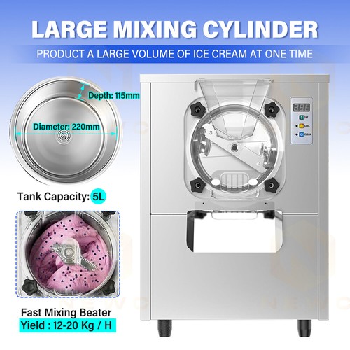 Commercial Hard Serve Ice Cream Machine Ice Auto Clean Cream Maker Restaurants - Picture 5 of 14