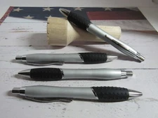 LOT OF 4 TERZETTI BUMP Silver Ballpoint Pen-Large Heavy Metal /Rubberized grip