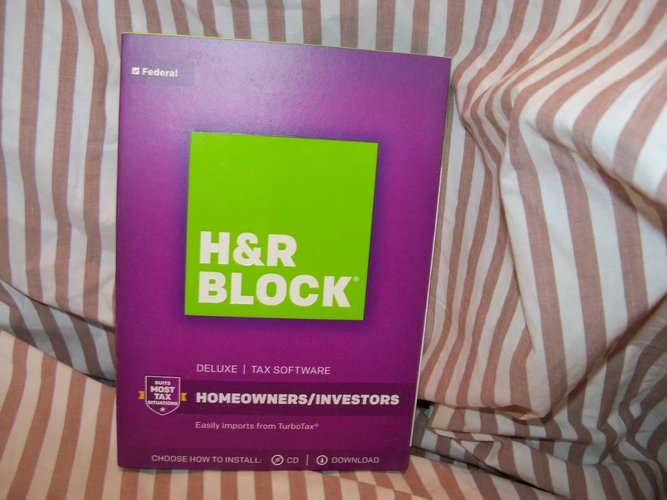 2017 H&R Block DELUXE turbo Federal NO State Tax Cut New sealed CD in BOX HR H R - Image 2 of 4