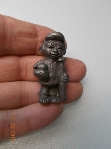 Pewter 1-3/4" Tall Ball Player with Ball, Bat, Cap - Picture 1 of 5
