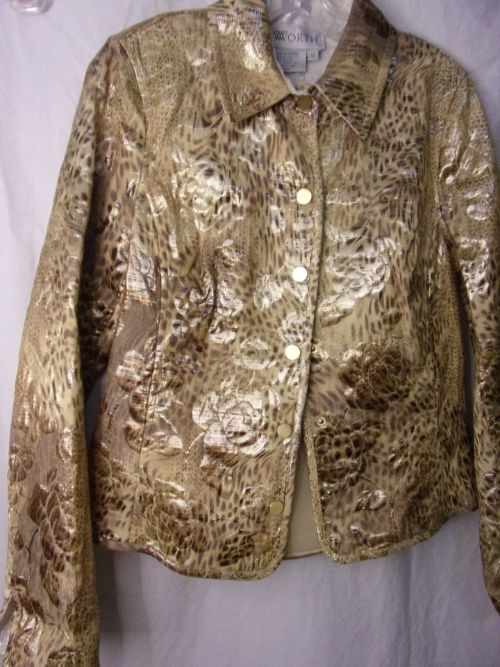 Traje Falda Vintage Worth Paris Dorado Estampado Leopardo 10/8 Fabuloso Traje Foto 2 de 4