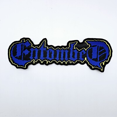 Entombed Blue And Yellow   Shaped  Logo EMBROIDERED BACK PATCH