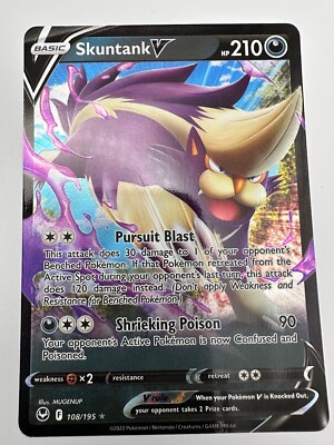 Pokemon TCG Card Silver Tempest Skuntank 108/195 Full Art Rare | eBay