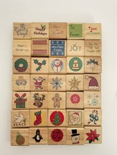 Christmas Rubber Stamp Lot of 35 Santa Stockings Snowmen More Stamps