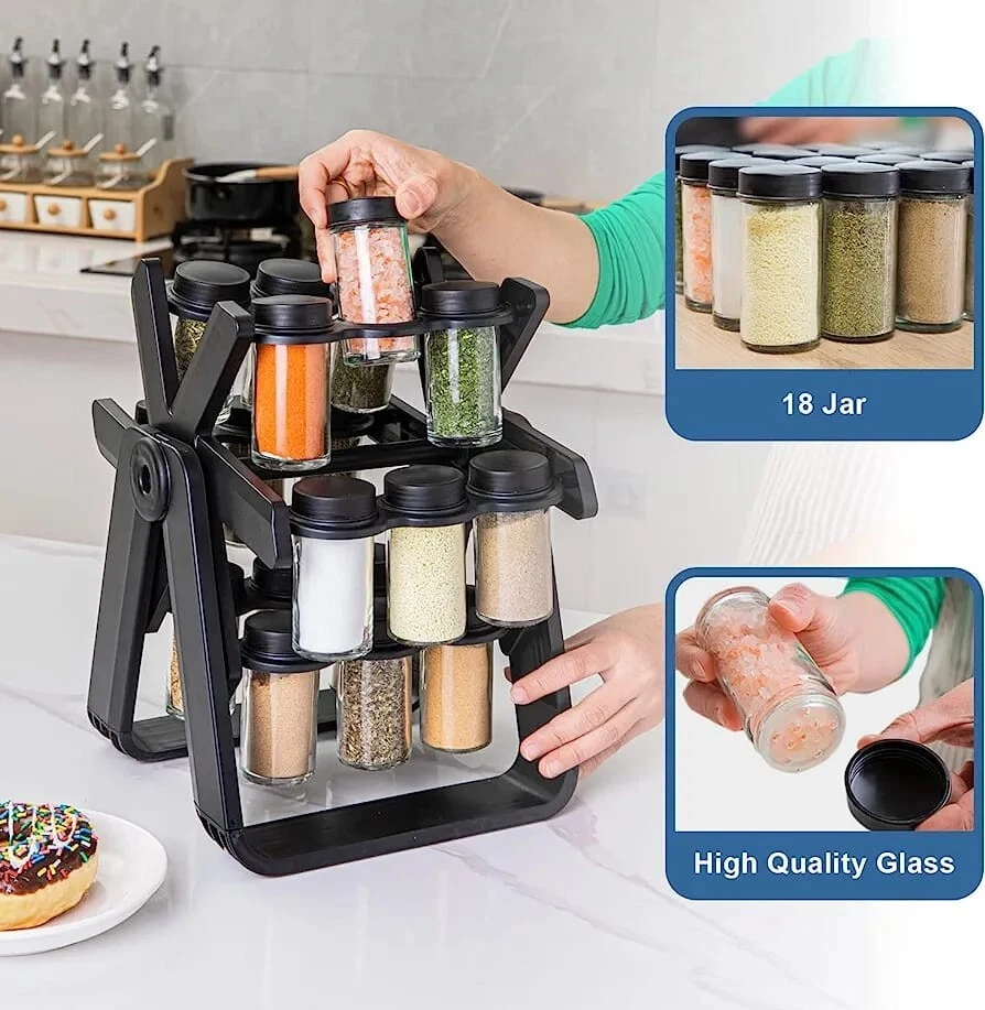 Spice Rack Ferris Wheel Rotating Jars Organizer Kitchen Storage Seasoning  Rack