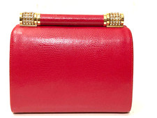Rodo Lizard Leather Red Purse Bag Hard Case