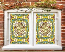 3D Yellow Pattern A87 Window Film Print Sticker Cling Stained Glass UV Sinsin
