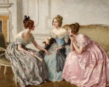 1800s Victorian Women Painting Reproduction Giclee Print on Fine Art Paper