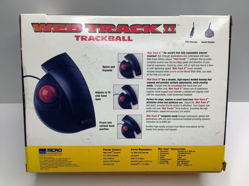 New 1997 Vintage Micro Innovations Track Ball Mouse STK4000 Web Track II 2 Black - Picture 2 of 8