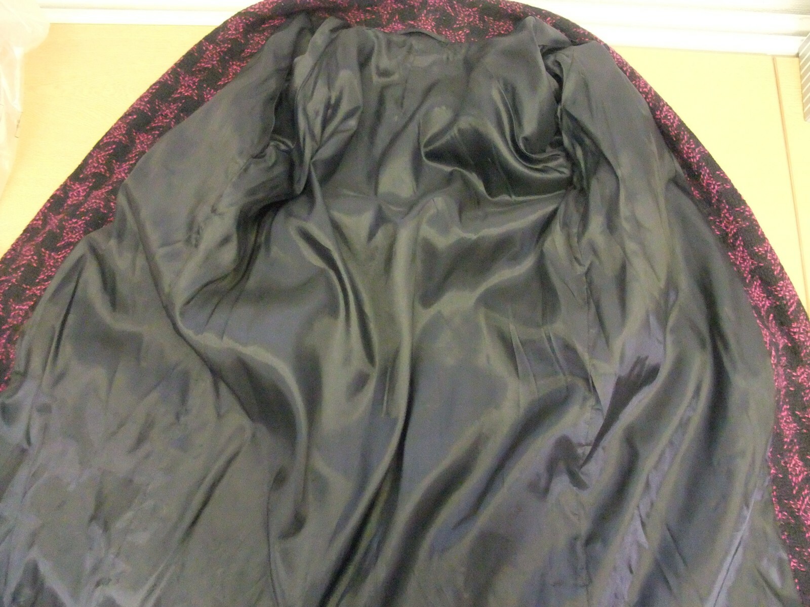 ALTRA Cappotto donna su misura lana testurizzata L nero viola? busto 42"" lunghezza 41" 2506