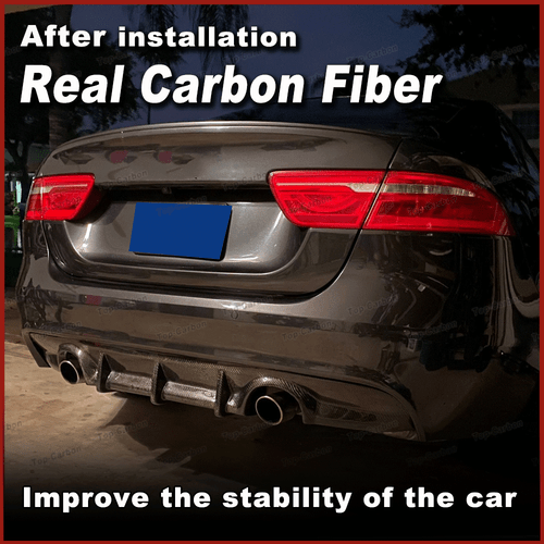 Fit For Jaguar XE X760 2015-2017 Rear Bumper Diffuser Lip Spoiler REAL CARBON - Picture 2 of 11