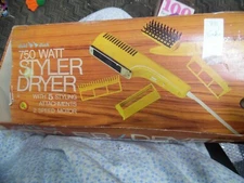 Vintage Dubl Duck 750 watt styler dryer with 5 attachments IOB tested & works