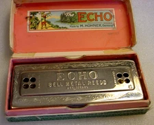 VINTAGE The ECHO HARP M. Hohner Germany C / G Double Tremolo Harmonica 54/64 M2