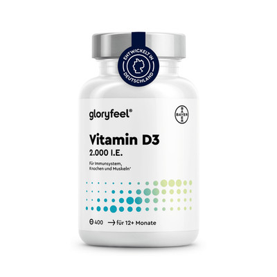Vitamin D3 2000 I.E. -  400 Tabletten (13 Monate) - Für Immunsystem und Knochen