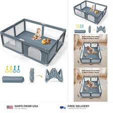 Foldable Baby Playpen - 65" 50" Collapsible Playpen for Babies and Toddlers ...