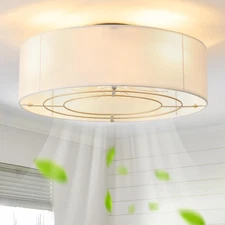 Low Profile Ceiling Fans with Lights, 20" Boho Rattan Ceiling Fan with Light ...