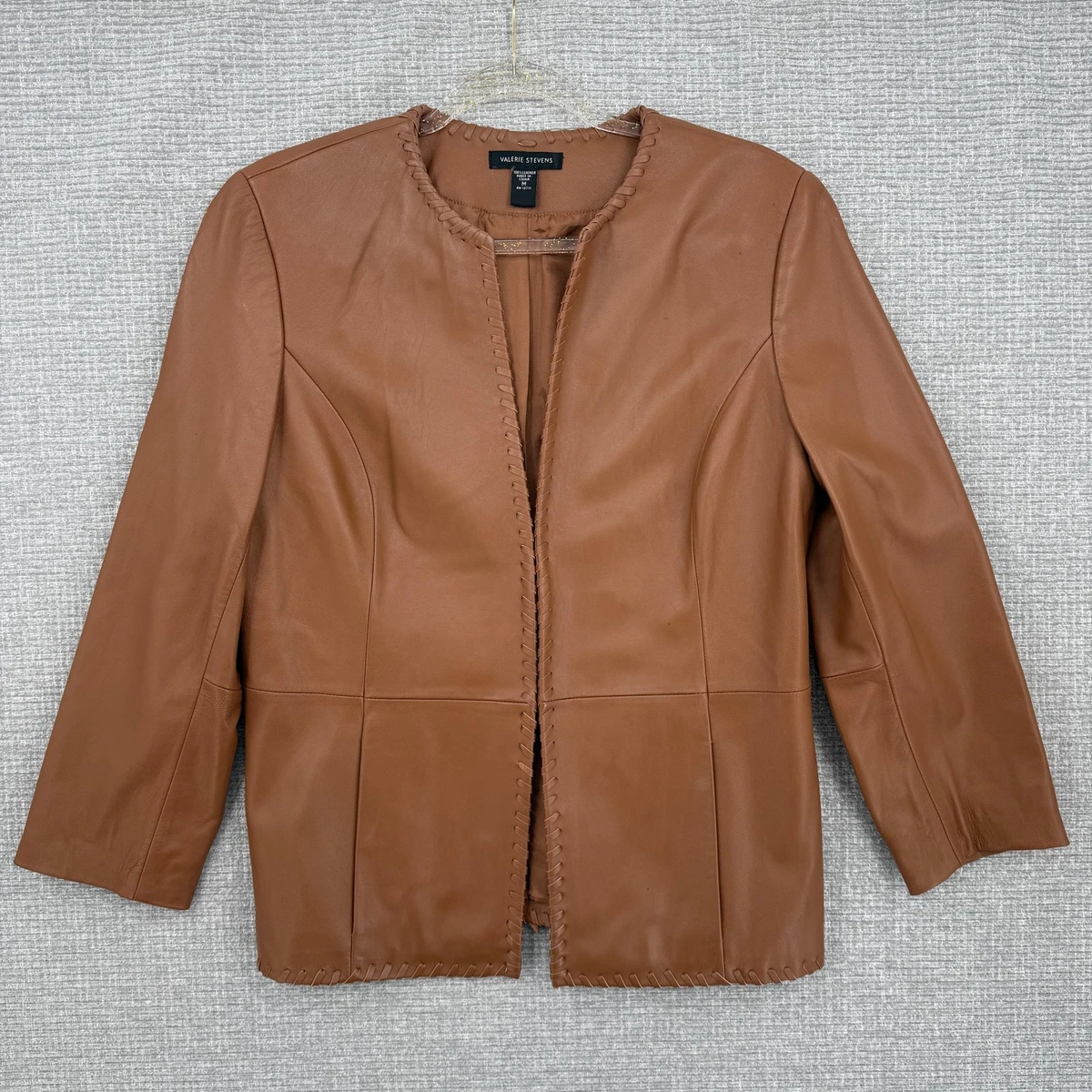 VALERIE STEVENS Genuine Leather Vynil Lined‎  Size Medium Brown Valerie Stevens Leather Outer Shell Brown Coats, Jackets  main image 3
