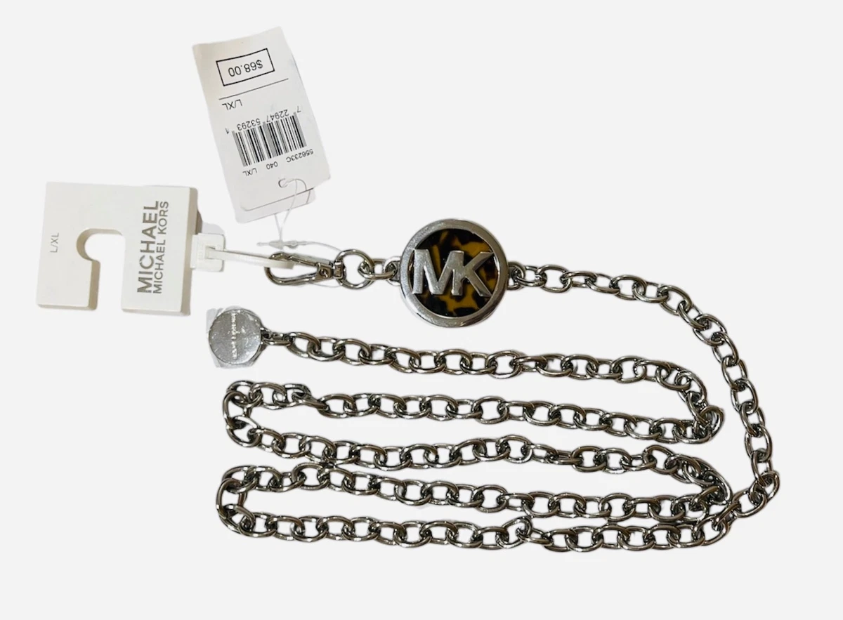 Michael Kors Shiny Silver Adjustable Chain Belt XXL/1X NWT NWT Michael Kors Gift Box MK Signature Belt Wallet Waist Bag  main image 3