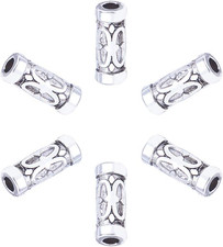 100pcs Column Spacer Beads Tibetan Tube Beads Alloy Antique Silver Metal Jewe...
