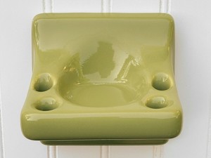 Vintage 1970s Avocado Green Toothbrush holder