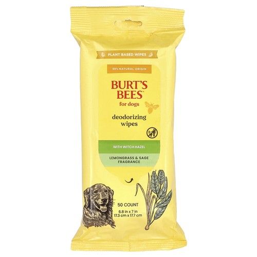 Deodorizing Wipes with Witch Hazel, For Dogs, Lemongrass & Sage, 50 Count