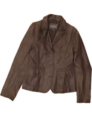 STREET ONE Womens 3 Button Blazer Jacket UK 16 Large  Brown Leather CG06