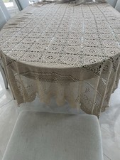 decorative table cloth handmade Beige Size 54 inches Wide And 86 Inches Length