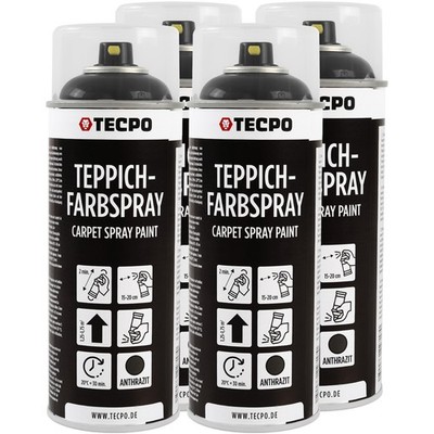 4x TECPO 1K FARBSPRAY TEPPICH-SPRAY 400ml ANTHRAZIT FUßMATTEN GUMMI AUFBEREITUNG