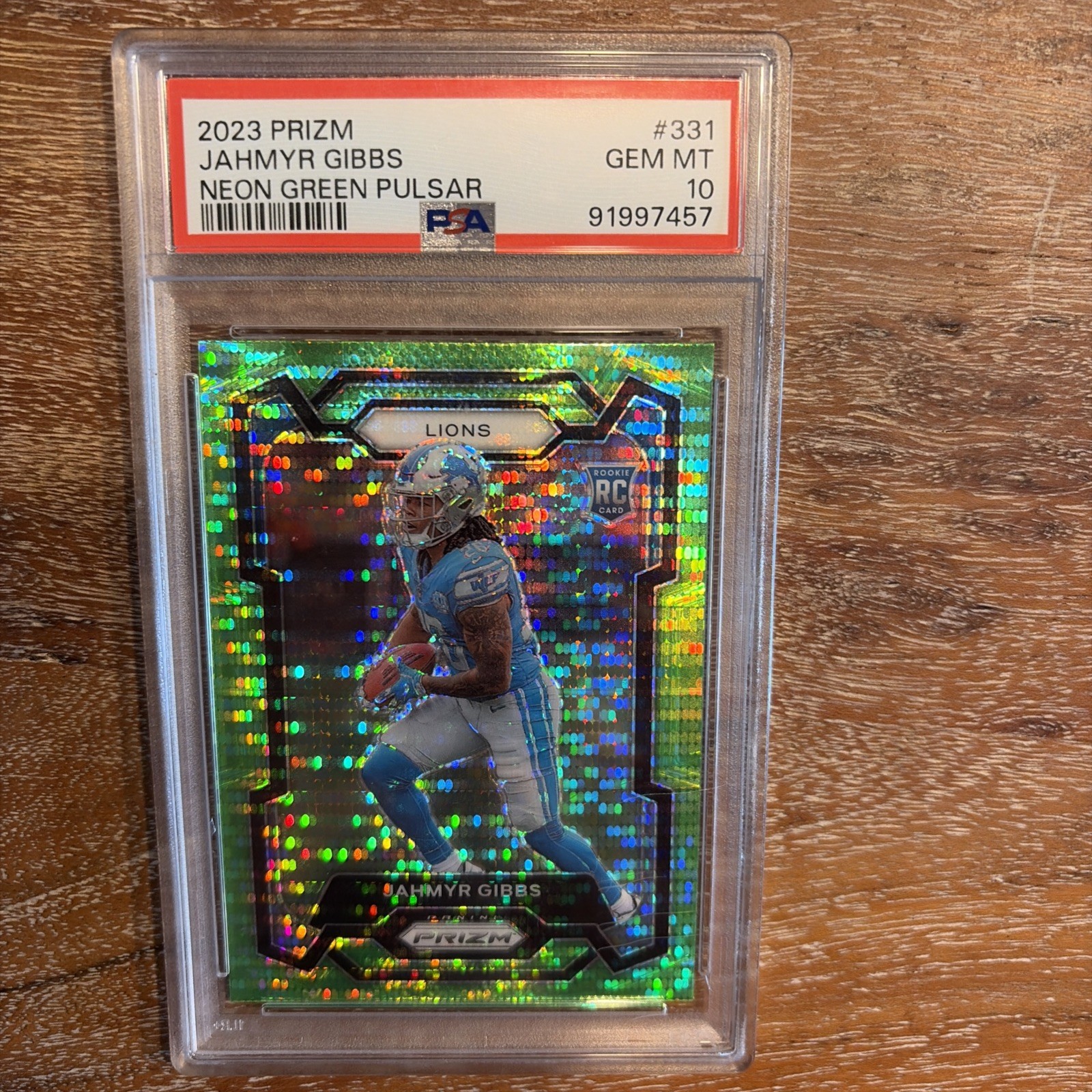 Jahmyr Gibbs Panini Prizm #331 Neon Green Pulsar