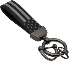 American USA Flag Car Keychain with Zinc Alloy Ring, Men Car Accessories