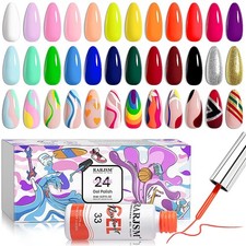 Nail Art Liner 24 Color Line Art Painted Nail Polish Set Pink Blue Green Silv...