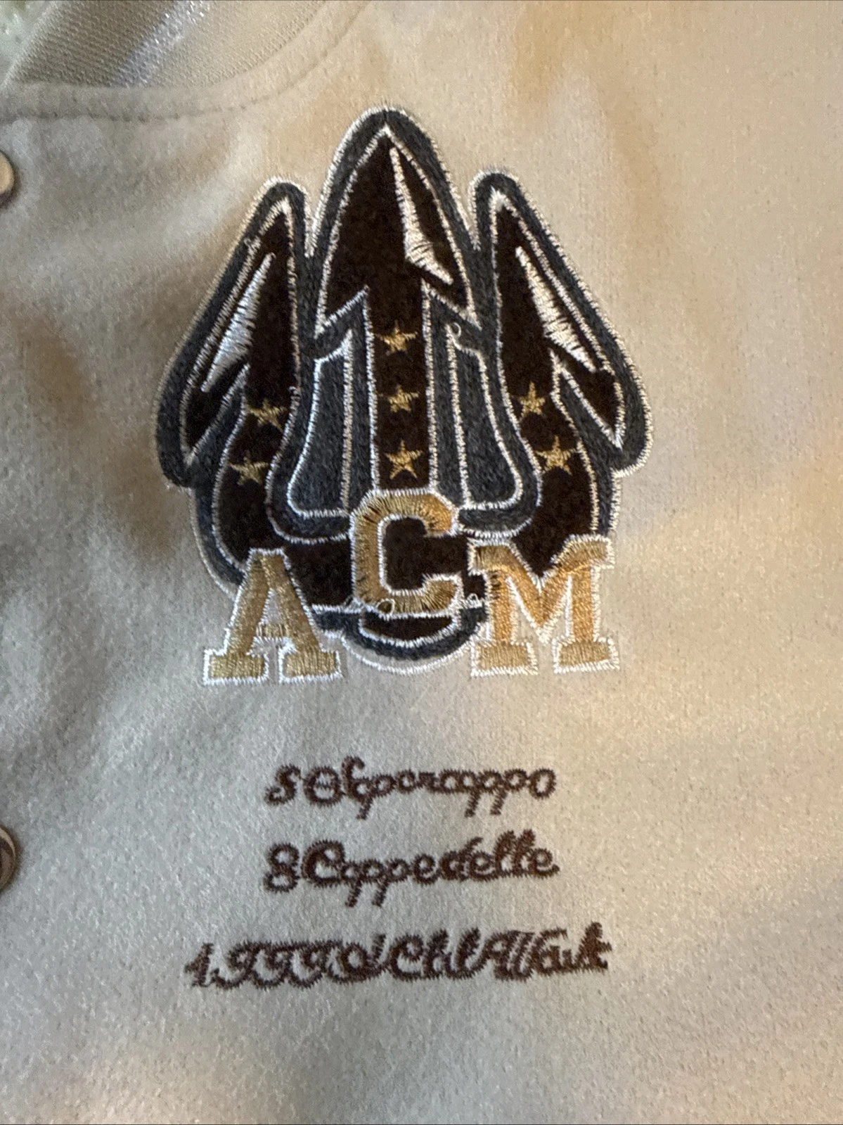 Off White X AC Milan Varsity Replica Genuine Trending Creme’ Colored Jacket Coat image 6