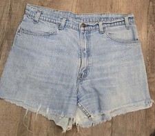 Vintage Levis Orange Tab Daisy Dukes Denim Shorts Distressed 33 Made In USA