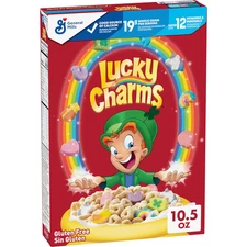 Lucky Charms Cereal Gluten Free Marshmallows Kids Breakfast Whole Grain 10.5 Oz