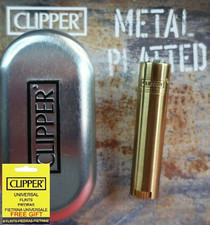 Véritable Clipper Briquet Métal Mini BRUSHED GOLD Avec Étui Chrome NEUF