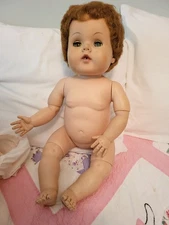 VTG 1950s American Character Toodles Doll 21" Squeak Baby Jointed Sleep