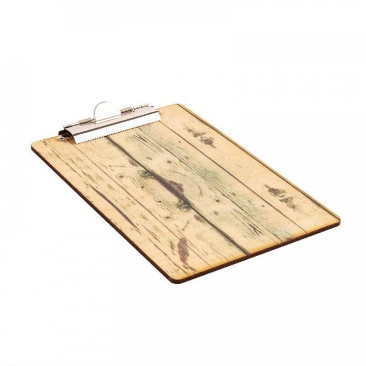 Porte-menu A4 effet bois clair, support de carte de restaurant rigide et chevalet de table