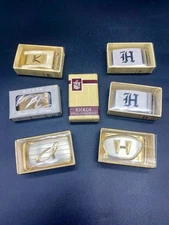 Vintage 1960s Hickock Monogrammed Belt Buckles: Rare NEW/NIB! H, K, N, P
