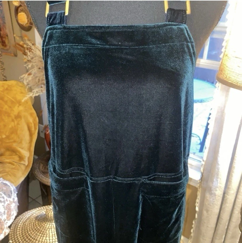 Elegante Mono Terciopelo Verde Años 90 Vestido Estudio FacilidadTalla: 8 Foto 3 de 4