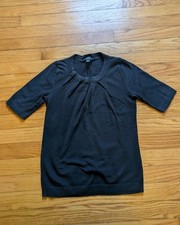 Ann Taylor Factory Sweater Shirt Black XXS Petite Short Sleeve Women's