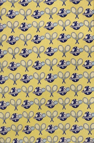 Vineyard Vines Steve Furgal’s Tennis Tours Yellow Men's Silk Necktie Made In USA - Picture 5 of 14